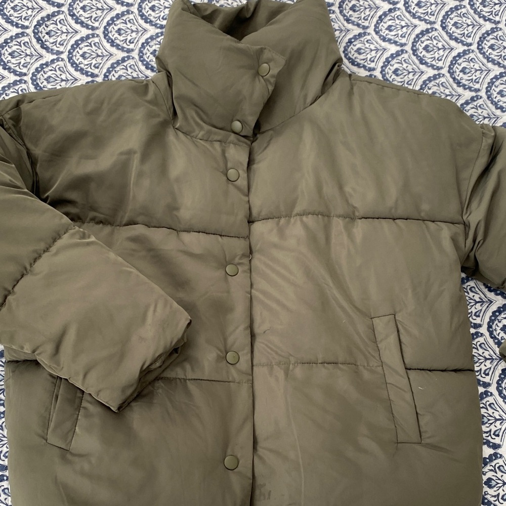 Free People Weekend Puffer Jacket in Olive - XS